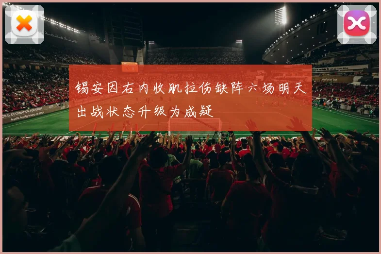 锡安因右内收肌拉伤缺阵六场明天出战状态升级为成疑